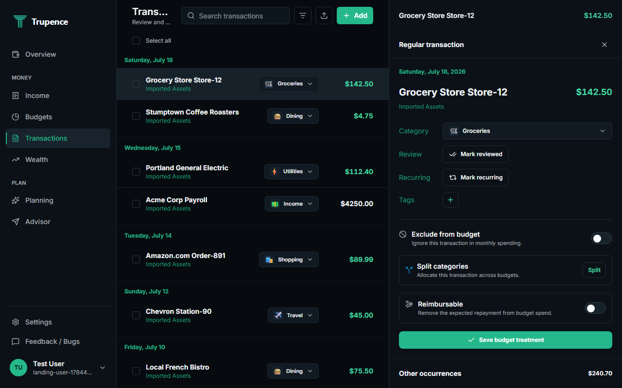 Trupence Transaction Ledger
